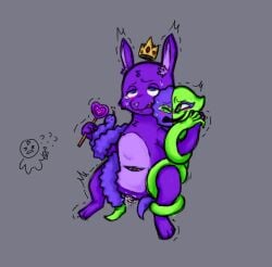 bittergiggle crown garten_of_banban green_body green_fur green_skin hand_hold hand_holding holding_hands inhuman jester jester_(garten_of_banban) kangaroo nonhuman noodle_arms player player_character purple_body purple_fur purple_skin queen queen_bouncelia royalty scepter snake spaghetti_arms tagme tears tears_in_eyes the_naughty_ones vaginal_penetration vaginal_sex wand