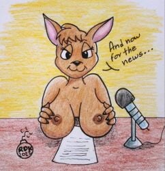 anthro breasts female female_only holding_breast kangaroo matilda_(adventures_in_bushtown) news_reporter reddragonkan reporter skippy:_adventures_in_bushtown