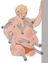 1boy belly belly_grab bhm big_belly blonde_hair blush briefs chubby chubby_male chubsmuggler disembodied_hand disembodied_hands drooling erect_nipples fat fat_man fatgum gay groping hand_on_hip male male_focus male_only moob_grab moobs mouthplay muscular muscular_arms muscular_male my_hero_academia nipples one_eye_closed open_mouth overweight overweight_male penis penis_peek saliva solo_focus strongfat thick_thighs thigh_grab tongue tongue_out underwear yaoi
