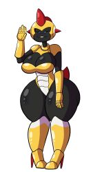 1girls 2023 anthro armor ass big_ass big_breasts black_body blush breasts cleavage curvaceous curvy curvy_figure falinks female female_focus front_view fully_clothed generation_8_pokemon gigantic_thighs goofy_smile high_heels huge_thighs large_breasts long_neck looking_at_viewer original original_character pokemon pokemon_(species) pokemon_ss prinnydood solo solo_focus thick_thighs thin_neck white_background wide_hips