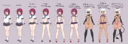 bikini_armor brainwashing corruption covered_eyes dark_persona face_covered hypnosis kedamaton medium_breasts personality_change race_swap revealing_clothes simple_background tagme transformation transformation_sequence white_hair wide_hips