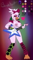 anthro areola areolae beanontoast big_breasts five_nights_at_freddy's five_nights_at_freddy's:_security_breach glamrock_chica_(fnaf) guitar leg_warmers legwear nipples robot robot_girl solo