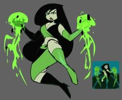 breasts clothing disney disney_channel doodle fushigukuro green_body kim_possible nokkorone reference_image rough_sketch sfw shego simple_background strong thighs