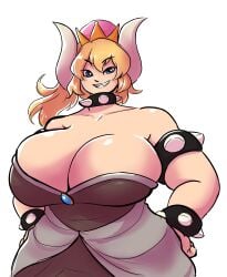 1girls big_breasts boob_window bowsette clothed female female_only huge_breasts mario_(series) new_super_mario_bros._u_deluxe nintendo no_bra yuripeach