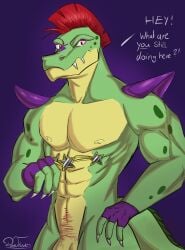 1boy 2022 alligator alligatorid anthro anthro_focus anthro_only artist_name artist_signature athletic athletic_anthro athletic_male bara barely_visible_genitalia claws completely_nude_male crocodile crocodilian crocodylid daatrixx dick_root digital_drawing_(artwork) digital_media_(artwork) english english_text facepaint fangs fangs_out finger_claws fingerless_gloves five_nights_at_freddy's five_nights_at_freddy's:_security_breach flaccid flaccid_cock flaccid_penis furry furry_male furry_only glasses gloves green_skin happy_trail holding_glasses holding_object holding_sunglasses long_tail male male_anthro male_nipples male_only male_pubic_hair masculine mohawk_(hairstyle) montgomery_gator_(fnaf) navel nude nude_male penis red_eyes red_hair reptile scales scalie scottgames shoulder_pads solo spiked spiked_tail spikes_(anatomy) standing star_glasses steel_wool_studios sunglasses tail text veiny_penis