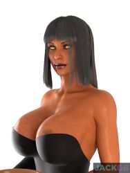 1girls 3d athletic_female black_clothing black_hair breasts clothing cum dark-skinned_female daz3d daz_studio dress eyes female jackgb legend_of_queen_opala lips long_hair osira scar semen solo tagme