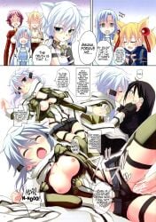 comic comic_page kirigaya_kazuto kirito kissing koga_nozomu medium_breasts multiple_views sex shinokawa_arumi silica sinon sword_art_online uncensored