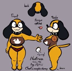 big_breasts breasts duck_hunt duck_hunt_dog furry huntress_(lewdewott) lewdewott nintendo reference_sheet thick_thighs wide_hips