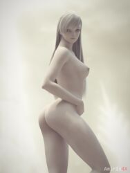 1girls amiris4 areolae ass blue_eyes boobs_and_butt_pose breasts female final_fantasy final_fantasy_xiv hyur long_hair looking_at_viewer nipples ryne_waters solo solo_focus square_enix