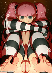 1girls black_eyes breast_squeeze breasts crossed_arms feet female female_only foot_fetish looking_at_viewer naked noisetanker nude nude_female one_piece patreon_username perona pink_hair pussy red_lipstick solo striped_socks striped_toeless_legwear striped_toeless_socks tagme thighhighs toeless_legwear toeless_socks twintails vagina