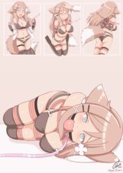 1girls animal_ears animated aster-effect ball_gag blush bondage bra collar femsub gag gagged happy_sub headpat leash original_character panties rope rope_bondage shirley_(aster-effect) smile tail wagging_tail wholesome willing_sub