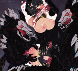 ambiguous_penetration anal anal_sex beowolf_(rwby) big_breasts black_fur black_hair blush breasts bubbles canine_penis cat_ears clothing confettibunn cum cum_in_mouth cum_in_throat cum_inside deepthroat fivesome fur gangbang gangrape gloves grimm_(rwby) hand_on_head handjob heart heart-shaped_pupils interspecies kali_belladonna knot male mmmmf monster nipple_piercing oral penis pierced_ear piercing rwby scratch scratch_marks scratches shiny_skin spank_marks spitroast stockings sweat sweatdrop tight_anal tight_pussy torn_clothes vaginal_penetration window x-ray