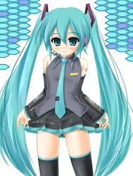 hatsune_miku katsuragi_niya long_hair no_panties solo thighhighs tied_hair twintails very_long_hair vocaloid