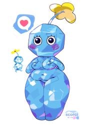 breasts chubby female ice_pikmin k navel nintendo nipples pikmin pikmin_(species) pikmin_4 scorci