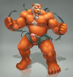 2013 3d anthro balls bear biceps big_muscles braford chubby clothing erection facial_hair flexing fur looking_at_viewer male male_only muscles nipples nude open_mouth pecs penis ripped solo standing werebear white_fur zeid