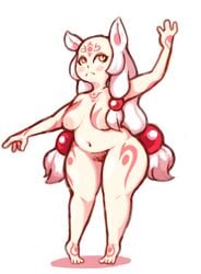 animal_ears anthromorph blush breasts canine character_request chubby copyright_request female fox fox_ears furry hair inkerton-kun inkuusan inverted_nipples kahyo pink_nipples pubes solo tattoo uncensored white_hair wide_hips yellow_eyes