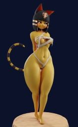 1girls 2023 3d 3d_(artwork) animal_crossing animated ankha ankha_(animal_crossing) anthro arms_behind_back bandage blue_background blue_hair cat_ears cat_humanoid cat_tail collar egyptian_cat egyptian_clothes egyptian_headdress female female_only furry hair_ornament nintendo no_sound nonexternal nude nude_female simple_background standing striped_tail tagme tail thick_thighs thighs turntable_(animation) video wide_hips yellow_skin