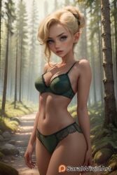 2:3 ai_generated ai_hands blonde_hair detailed disney disney_fairies fairy female green_lingerie high_quality lingerie patreon patreon_username peter_pan_(disney) pointy_ears sarahvivid sarahvividart seductive self_upload solo tinker_bell