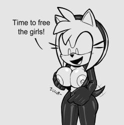 accessory amy_rose anthro big_breasts bodysuit breasts clothing dialogue eulipotyphlan female hair_accessory hairband hedgehog hi_res latex lettuce_(artist) mammal nipples qqlettuce rubber rubber_clothing rubber_suit sega skinsuit solo sonic_(series) sonic_the_hedgehog_(series) tight_clothing unzipped_bodysuit