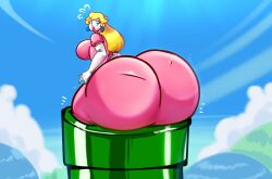 1girls 2023 ass_bigger_than_head ass_focus backboob big_ass clothed female female_only huge_ass hyper hyper_ass mario_(series) nintendo outdoors oversized_ass panchito1234nos princess_peach schnauzercito super_mario_bros.