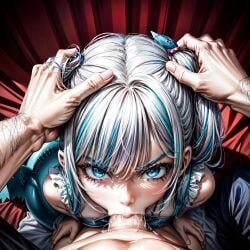 1girls :>= ai_generated angry angry_expression arbitrary blowjob blue_eyes blue_hair cute deepthroat eye_contact fellatio female forced forced_oral gawr_gura grey_hair hands_on_head head_grab hi_res hololive hololive_english looking_at_viewer multicolored_hair oral oral_sex penis penis_in_mouth petite pov pulling_hair pulling_twintails shark_tail small_breasts stable_diffusion teenager tight_throat twintails virtual_youtuber