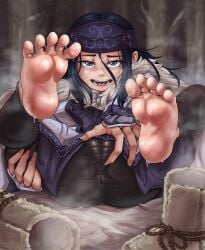 anus asirpa cameltoe feet foot_fetish foot_focus golden_kamuy oiddra outside smell soles steaming_body sweat sweatdrop sweating tagme toes younger_female