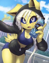 bottle bra censored female jolteon pokemon pokemon_(species) rilex_lenov tagme water_bottle