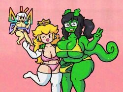 1futa 2girls antennae anthro ass big_penis black_hair blonde_hair blush bra breasts bulge butterfly butterfly_wings chameleon chubby chubby_female crown earrings erection_in_panties eyelashes flying francis_(super_paper_mario) ftrashpickle futa_giantess futa_with_female futanari fuzzycapsule08 genderswap_(mti) giantess glasses gloves gradient_background green_skin grid_background group hand_on_shoulder huge_ass huge_breasts ineffective_clothing large_breasts light_skin looking_at_viewer mario_(series) micro mostly_nude nintendo panties paper_mario paper_peach peace_sign penis pink_background pink_bra pink_panties pixl_(mario) ponytail princess_peach rainbow_clothing rainbow_wings reptile rule_63 size_difference smile spots super_paper_mario tail thick_thighs thighhighs tippi_(mario) veiny_penis waving white_gloves white_hair white_thighhighs wings wink yellow_bra yellow_panties