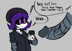 colorized colorized_edit edit ghastlypann murder_drones n_(murder_drones) penis purple_eyes purple_hair robot robot_girl uzi_(murder_drones) worker_drone