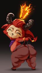 absurd_res anthro ass balls big_butt big_tail brown_body brown_fur clothed clothed_anthro clothing covenantrt_(artist) demon demonic_series fur genitals hair hi_res horn huge_butt humanoid king league_of_legends little_devil_teemo male red_body red_fur red_hair riot_games royalty short short_anthro short_male short_tail smile solo solo_male tail teemo yordle