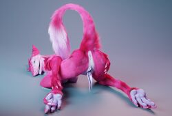 3d_(artwork) anthro anus clitoral_hood digital_media_(artwork) female fur genitals hi_res paws pink_body pink_fur pussy raised_tail sergal solo spread_legs spreading taffy_(rufinox) tagar1k tail