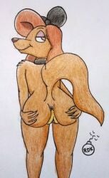 anthro ass_grab ass_spread canine disney dixie_(fox_and_the_hound) domestic_dog female female_only pussy reddragonkan saluki the_fox_and_the_hound