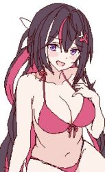 :d azki_(hololive) bikini blush digital_art hololive hololive_gen_0 hololive_japan huge_breasts pixel_art pixelated smile virtual_youtuber wip