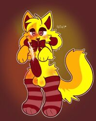 boob_(kittydogcrystal) femboy furry furry_only kittydog_(species) kittydogcrystal orange_fur thighhighs yellow_fur