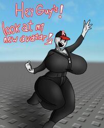 background big_ass big_breasts breasts cap cd2006(artist) clothed colored digital_art female guest_(roblox) maria_(minstlu) roblox robloxian smile text