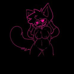 boobs breasts collar crystal_(kittydogcrystal) doodle furry furry_only heart-shaped_pupils hybrid kittydog_(species) kittydogcrystal pink_line_art pink_lines pussy