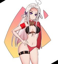 1girls bikini black_bikini black_swimsuit breasts capelet edelgard_von_hresvelg female female_only fire_emblem fire_emblem:_three_houses hand_on_own_hip long_hair medium_breasts meinou nintendo purple_eyes red_bikini red_swimsuit solo swimsuit very_long_hair white_hair