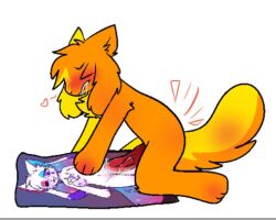 animal_genitalia bodypillow boob_(kittydogcrystal) crystal_(kittydogcrystal) dick dry_humping furry furry_only humping_pillow kittydog_(species) kittydogcrystal orange_fur penis yellow_fur