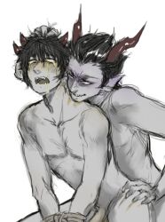 2boys bondage cronus_ampora crying duo duo_focus fangs gay homestuck horns male male_only mituna_captor naked noncon nonconsensual penis rape scratches tagme yaoi