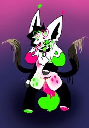 anthro black_tentacle degen_(kittydogcrystal) green_fur kittydog_(species) kittydogcrystal pink_fur tagme tentacle