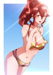 alternate_costume anna_(fire_emblem) anna_(fire_emblem_awakening) bikini breasts female female_only fire_emblem fire_emblem_awakening nintendo official_alternate_costume solo swimsuit to_(tototo_tk) yellow_bikini yellow_swimsuit