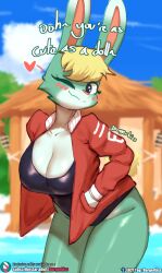 1girl 1girls 2023 2023s animal_crossing anthro anthro_female anthrofied artist_name artist_signature big_breasts blonde blonde_female blonde_hair blonde_hair_female blowjob blush breasts burgerkiss cleavage crossgender dialogue english_text female female_anthro female_focus female_only female_solo fur furry furry_female genderswap genderswap_(mtf) green_body green_fur hair heart jacket lagomorph leporid mtf_crossgender nintendo one-piece_swimsuit rabbit rabbit_ears rabbit_girl rabbit_tail rabbitgirl red_jacket rule63 rule_63 sasha_(animal_crossing) short_blonde_hair short_hair signature smile solo solo_female solo_focus subscribestar_username tail text the_character_is_better_this_way thick_thighs thighs url wide_hips