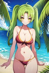 aged_up ai_generated beach bikini eiyuu_densetsu kea_bannings thigh_gap