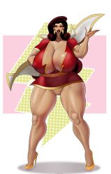 annon bimbo covered_nipples dc dc_comics female high_heels huge_ass huge_breasts lips mary_batson mary_marvel midriff muscular_female navel pussy revealing_clothes shazam!_fury_of_the_gods shazam_(series) stiletto_heels thick_thighs very_high_heels wide_hips