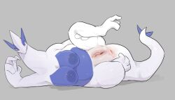 anthro anus areola avian big_breasts breasts female generation_2_pokemon genitals legendary_pokemon looking_at_viewer lugia nintendo nipples nude pokemon pokemon_(species) pussy semi-anthro simple_background solo solterv