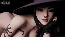 3d big_breasts blender close-up epic_games fortnite fortnite:_battle_royale goth goth_girl nose_piercing pale-skinned_female pale_skin phaedra_(fortnite) punk punk_girl roellman solo tattoo tattoos wet