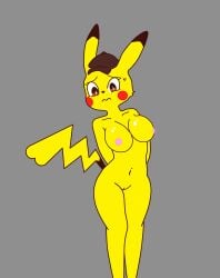 absurd_res anthro breasts detective_pikachu detective_pikachu_(series) embarrassed embarrassed_nude_female female furry nervous pikachu pokémon_(species) pokemon pussy tagme