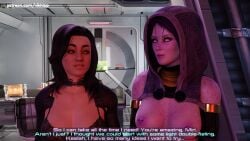 2girls 3d alien alien_girl blender bra breasts clothing comic comic_page dialogue dominant_female domination dominatrix english english_text female female_only gimp gimp_hood human lingerie mass_effect mass_effect_2 miranda_lawson multiple_girls nipple_piercing pierced_nipples quarian small_breasts tali'zorah_nar_rayya text vikhlop