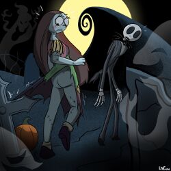 ass embarrassed jack_skellington nightmare_before_christmas sally_(the_nightmare_before_christmas) senftember senftember_(2023) the_nightmare_before_christmas theenfman torn_clothes