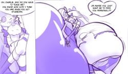 ass_expansion charlie_morningstar_(hazbin_hotel) comic comic_page comic_panel cupcake darkclawnsfw dialogue hazbin_hotel huge_ass hyper_ass overgrowingassets tagme thick_thighs vaggie_(hazbin_hotel)